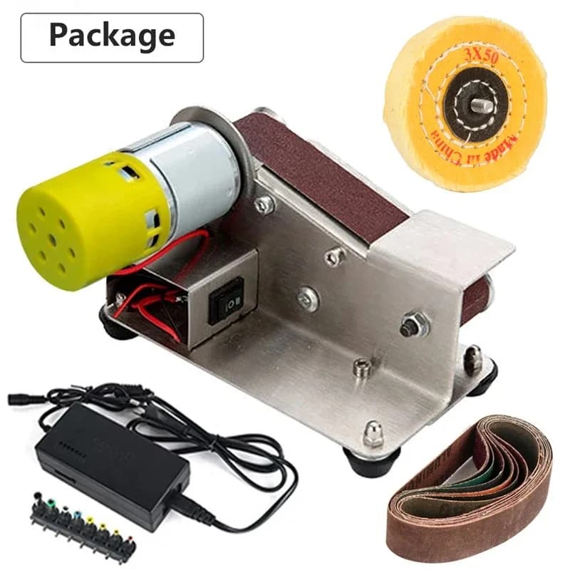 Mini Levigatrice a Nastro Elettrica 110V/220V, Macchina per Lucidatura e Molatura Fai-da-Te, Affilatrice per Bordi, Utensile Multifunzione