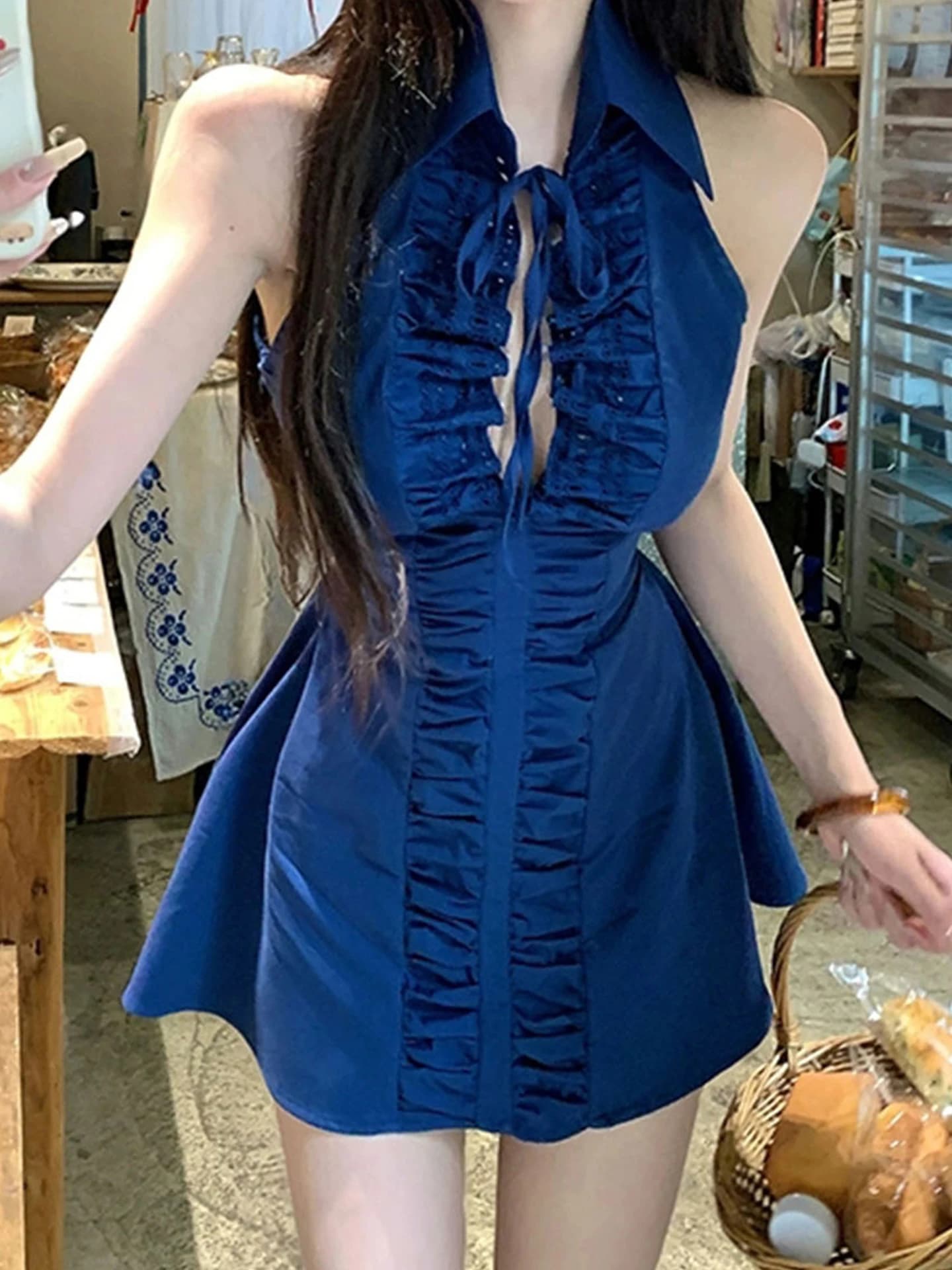 XZY Abito Estivo da Donna Plus Size Pure Desire Spicy Girl, Senza Spalline con Scollo a V e Pieghe, Gonna Corta Senza Maniche con Vita Stretta