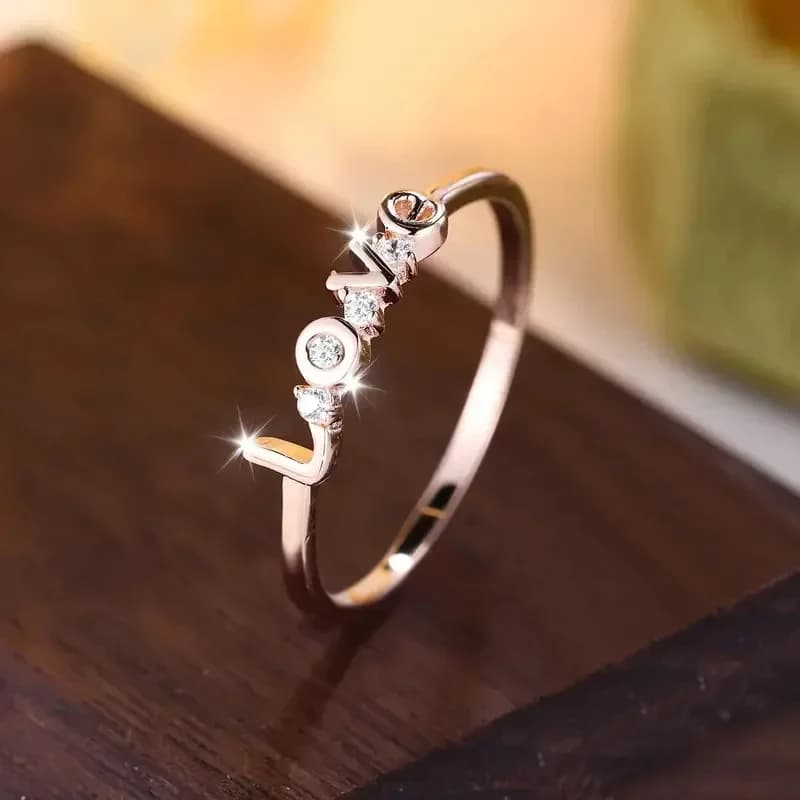 New High End Love Exquisite Ring for Women Simple Japanese and Korean Micro Inlaid Zircon Simple Ring Design Elegant Jewelry