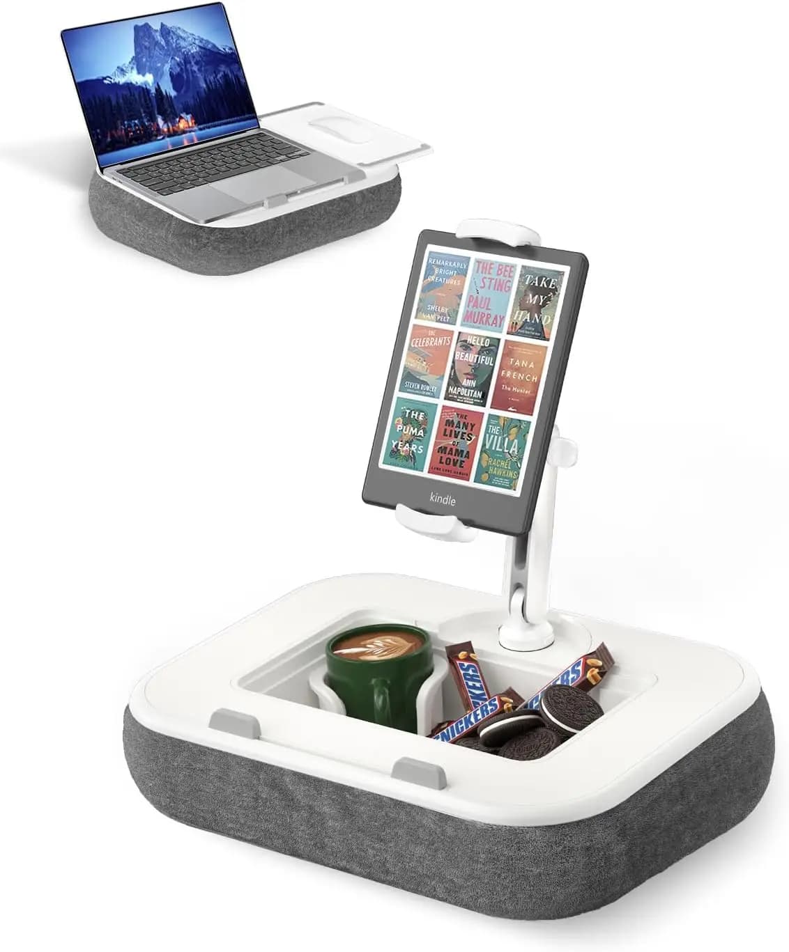 Supporto per Kindle da letto, scrivania portatile con tappetino per mouse, compatibile con dispositivi da 4,7-13 pollici