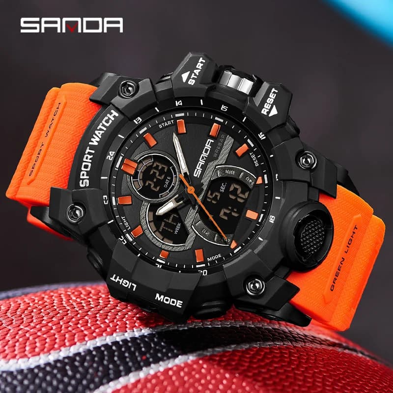 SANDA Orologio militare da uomo Digitale 50m Orologio da polso impermeabile Orologio al quarzo LED Orologio sportivo Maschile Grandi orologi da uomo Relogios Masculino