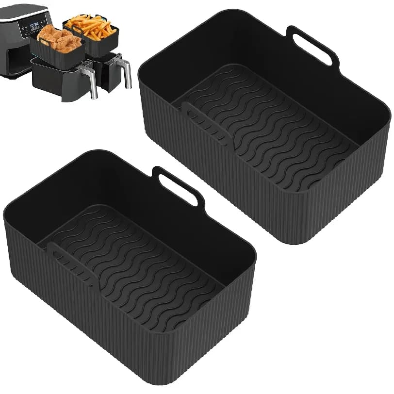 2 Pieces Silicone Basket for Air Fryer, Heat Resistant, Rectangular, for Oven and Microwave