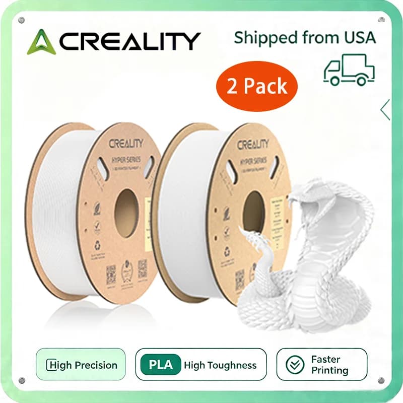 Creality 2 Pack Hyper PLA Filament 1.75mm 2kg 3D Printer Filament Better Fluidity Faster Cooling High-Speed Printing Dimensional Accuracy +/-0.02mm Print Speed ​​300mm/s 3D Printing Materials