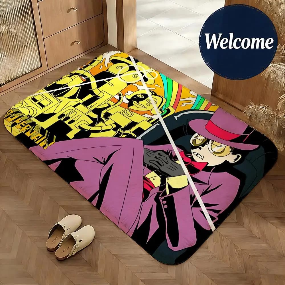 Tappetino morbido in flanella, tappetino da pavimento Cartoon Superjail, tappetino antiscivolo assorbente, tappetino per bagno, camera da letto, decorazione per la casa