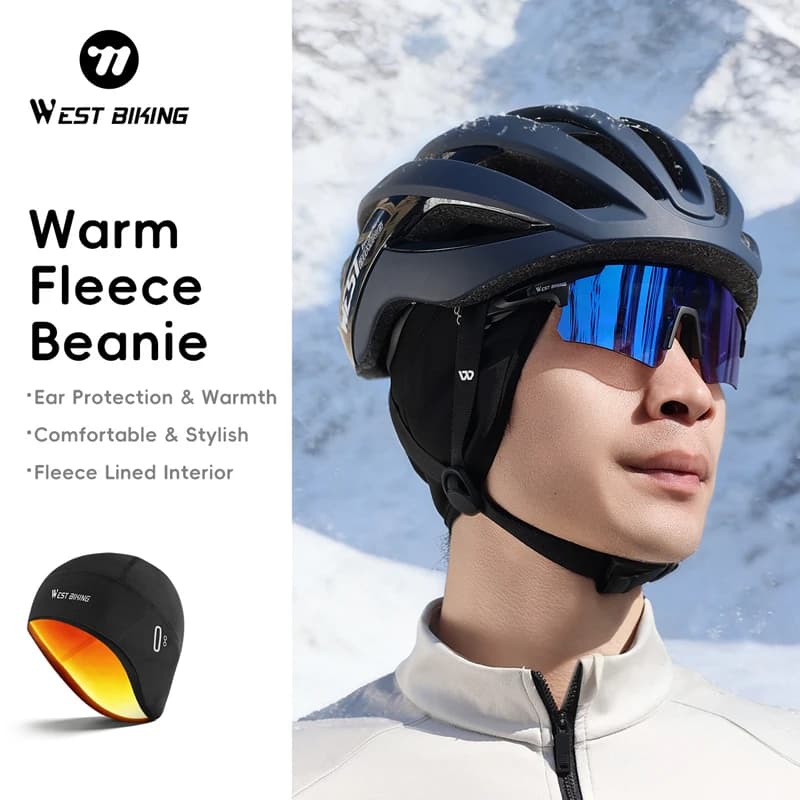 WEST BIKING Cappello Invernale da Ciclismo, Berretto in Pile Caldo e Antivento, Protezione per le Orecchie, Morbido Sottocasco per Moto e Bici, Attrezzatura da Ciclismo
