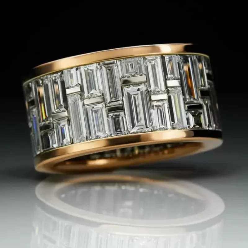 Anello da Donna Elegante e Classico con Doppia Fila di Zirconi, Gioielli da Sposa, Accessori per Banchetti e Regali