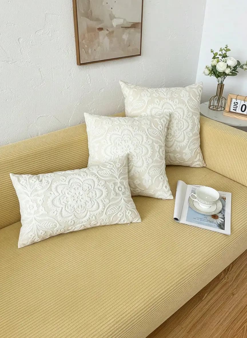 Exquisite Mandala Flower Embroidered Cushion Cover For Sofa Bed Decor