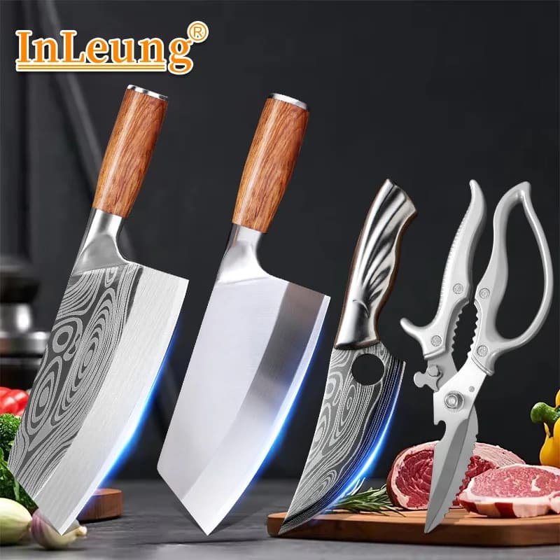 Coltello Giapponese in Acciaio Inossidabile, Coltello da Cucina, Mannaia per Carne, Coltello per Sfilettare Pesce, Coltello per Affettare Verdure, Accessori da Cucina