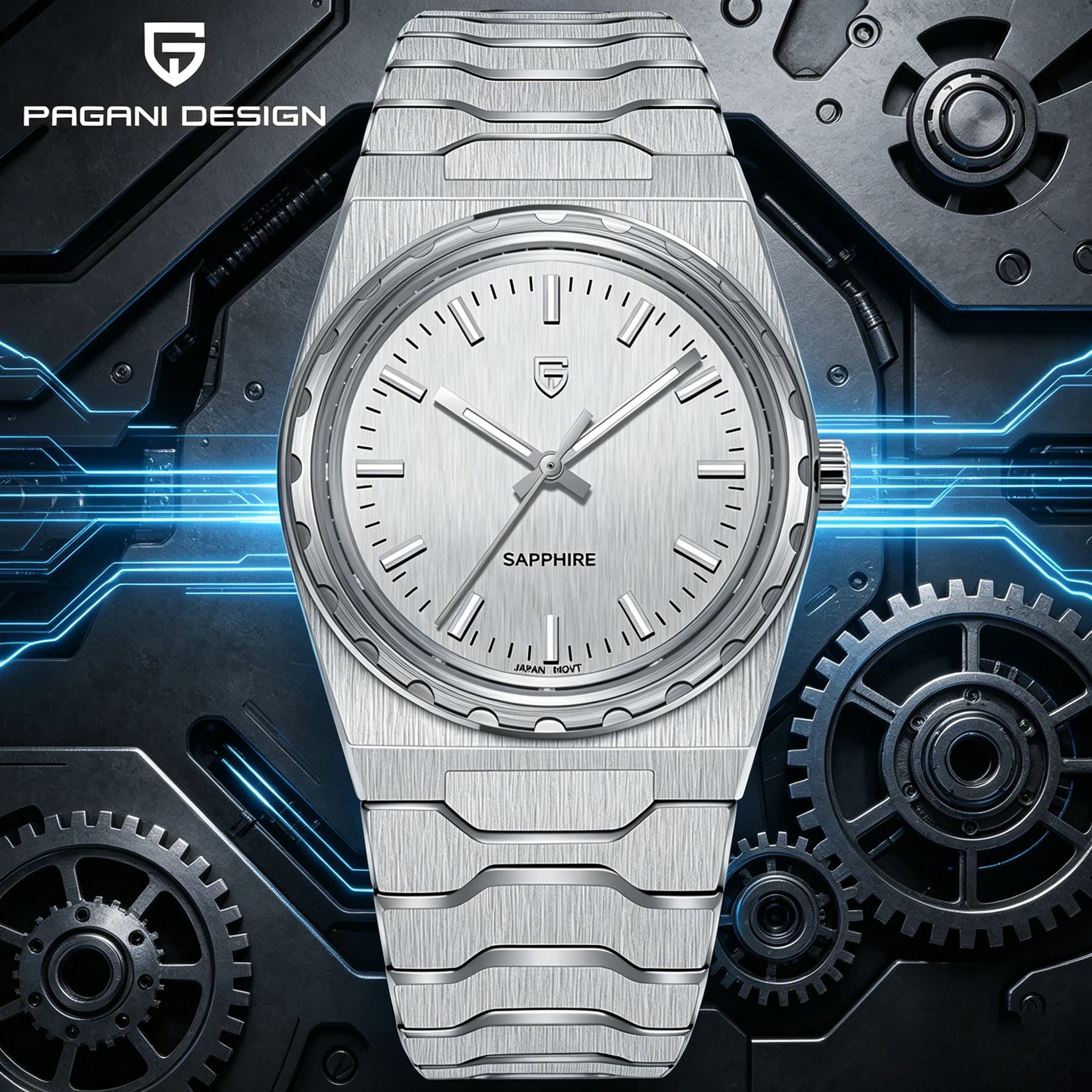 Orologio da Uomo al Quarzo PAGANI DESIGN V2 Versione 37mm VJ21 Zaffiro Acciaio Inossidabile Impermeabile 10bar Sottile 7mm Luminoso C3 Reloj Hombre