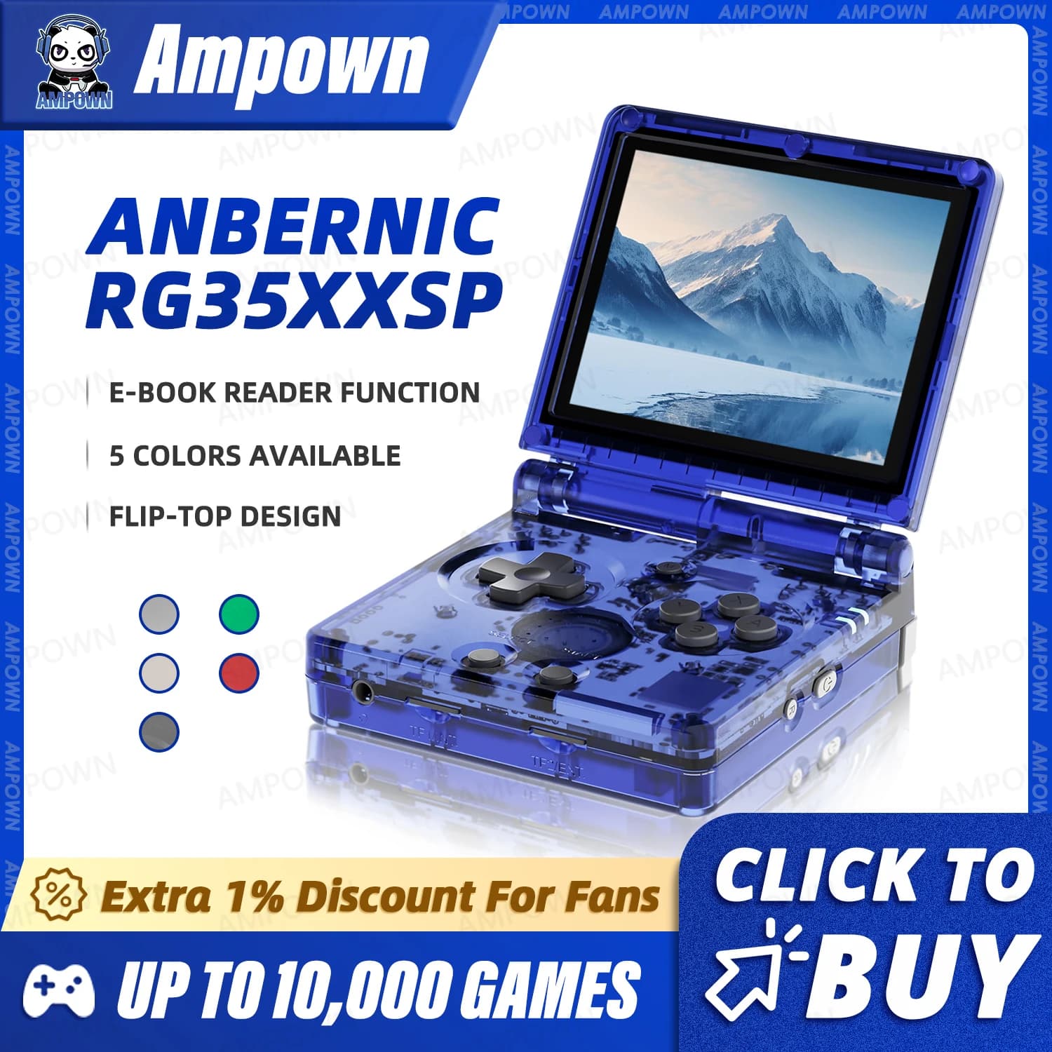 ANBERNIC RG35XXSP Flip Console di gioco Schermo IPS da 3,5 '' Mini Uscita HDMI WiFi Bluetooth 4.2 E-book Console video Linux Lettore Regali