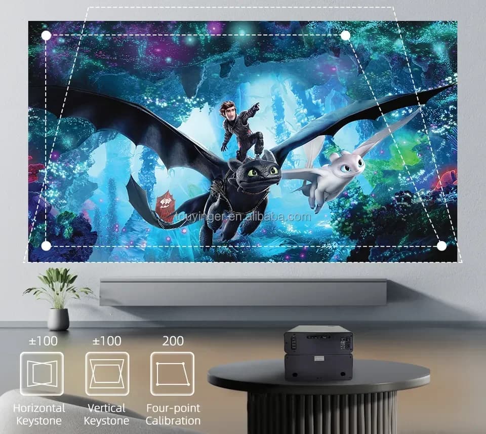 Touyinger E900 KTV Proiettore Karaoke Macchina Karaoke con 2 microfoni Proiettore 1080p per Home Theater KTV