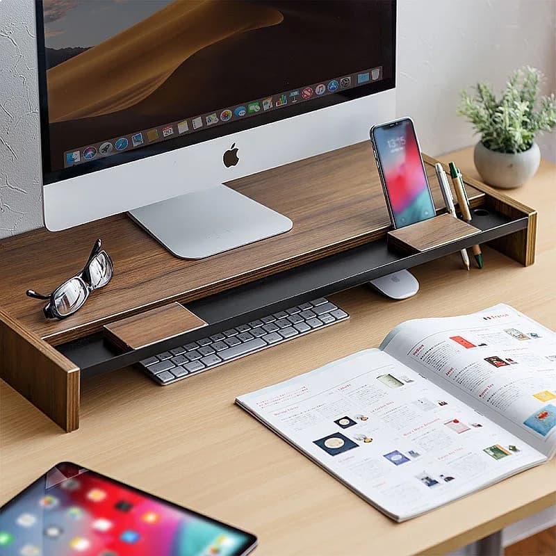 Acacia Wood Monitor Stand Desktop Riser Ergonomic Laptop Printer Organizer Desk Shelf