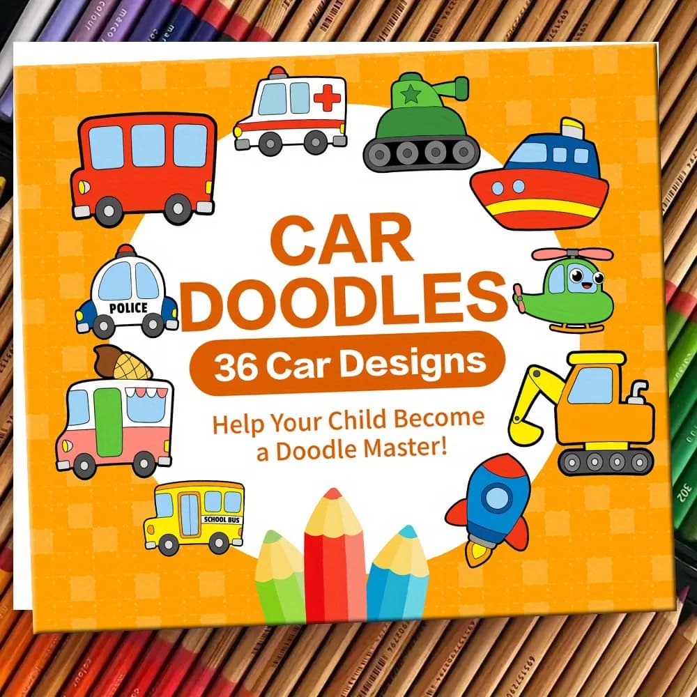 36 Pattern Traffic Theme, Coloring Book, Drawing Book, Children's Suitable Marker Coloring Drawing Book