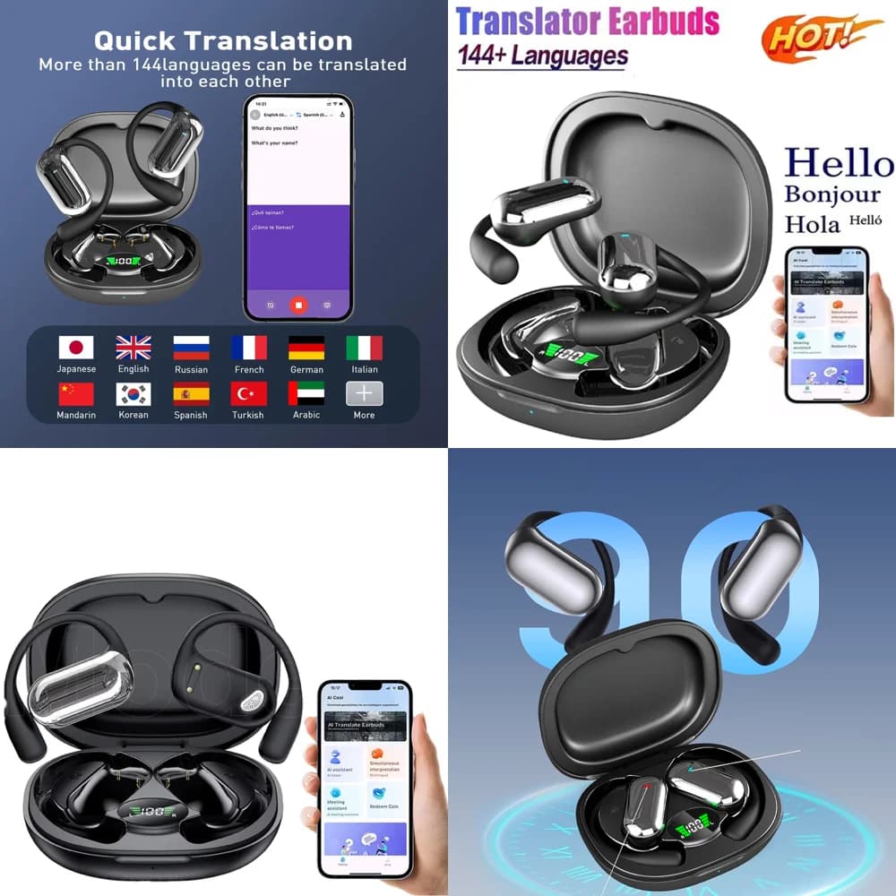 Auricolari per Traduzione Linguistica AI con Display LED, Chiamate Nitide, Cuffie Wireless per Viaggi e Affari, Accessori Mobili all'Ingrosso