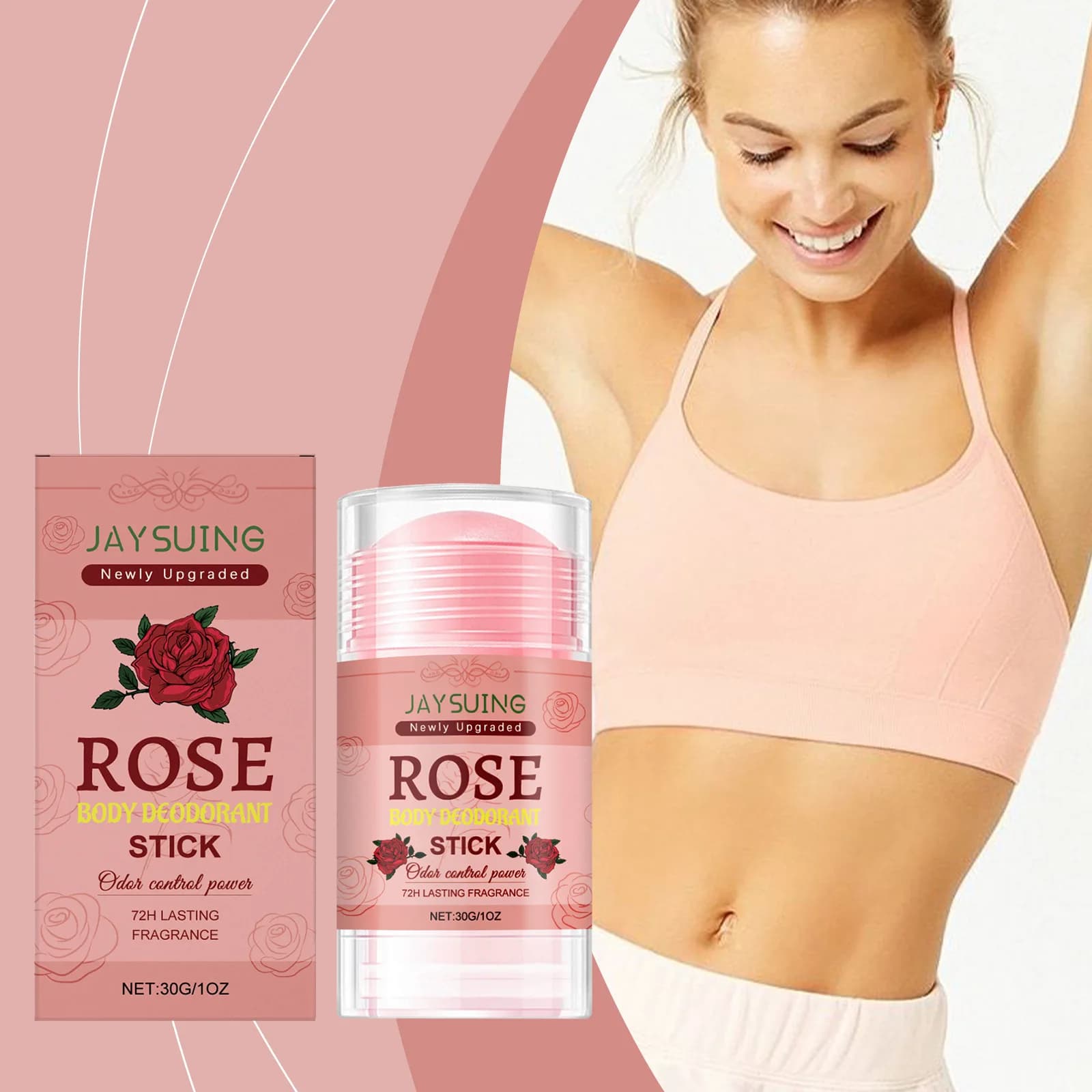 Deodorant Stick to the Perfume of Rose, Long-Term Fragrance, Refreshing and Portable, for Freshness and Comfort in the Arms