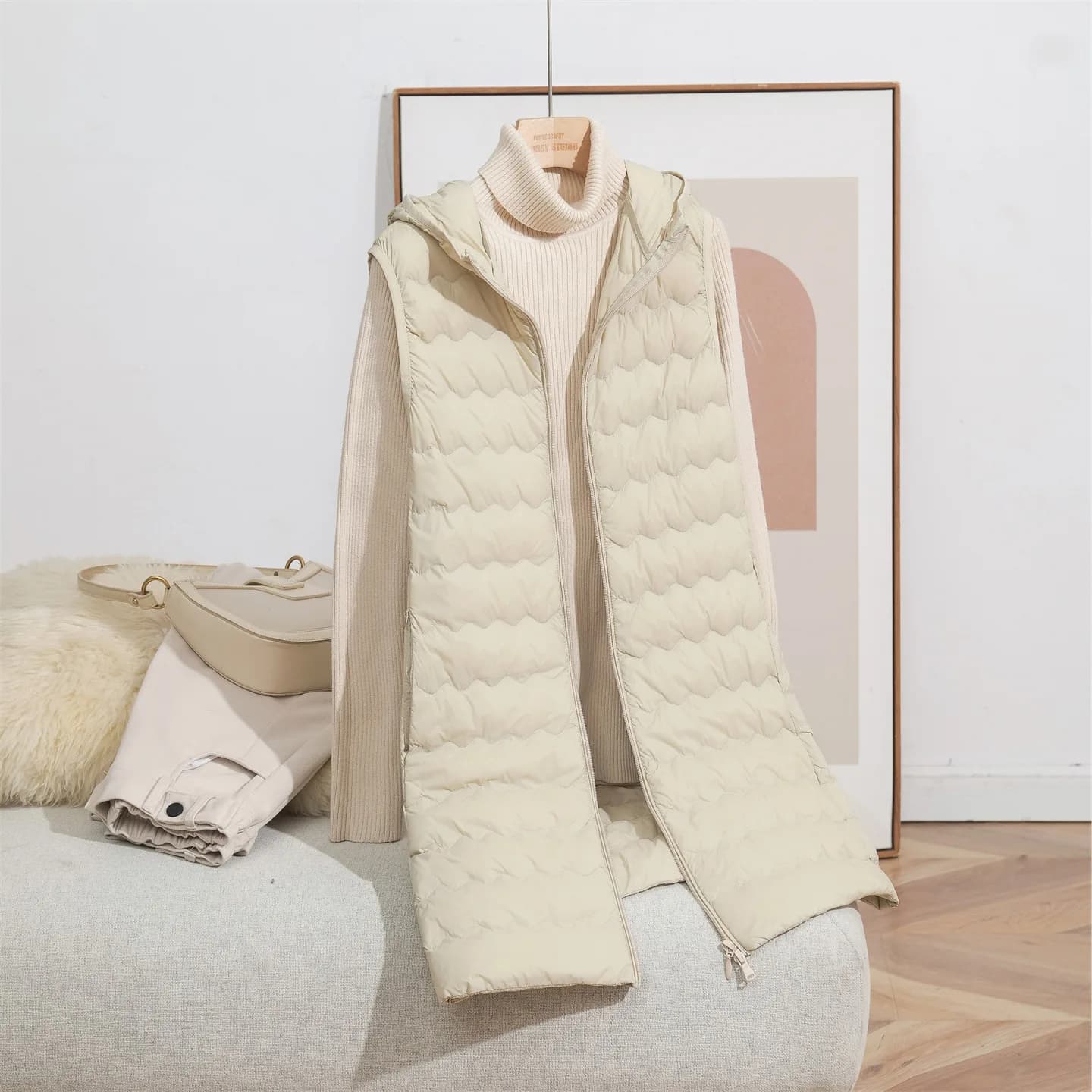 SEDUTMO Gilet in piumino d'anatra sottile ultraleggero Donna Inverno Giacche lunghe trapuntate con cappuccio Gilet sottile Autunno Parka basic ED2147