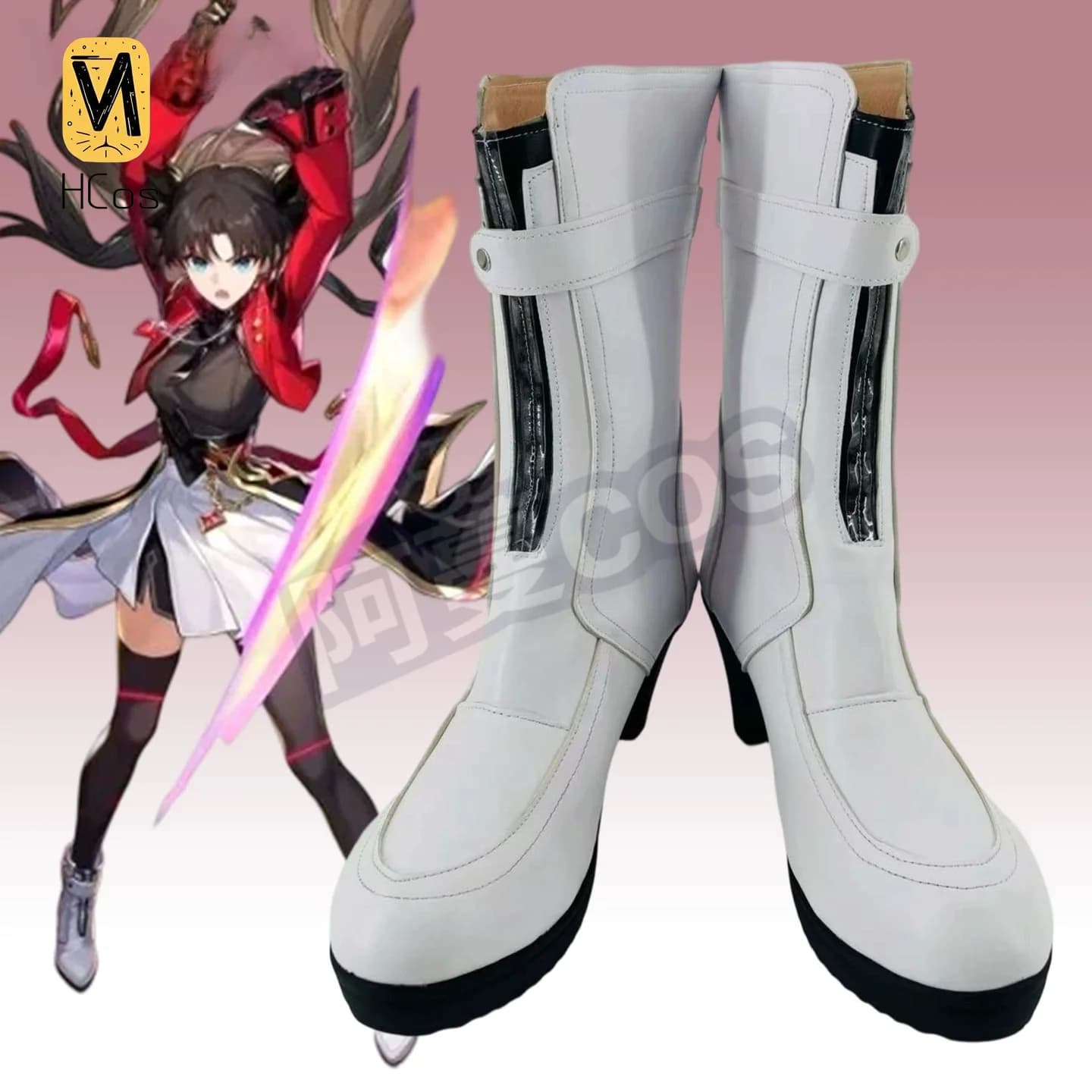Honkai: Star Rail x Fate Collab Rin Tohsaka Cosplay Mid-calf Boots Cos Props Shoes suitable for Halloween and Christmas HCos
