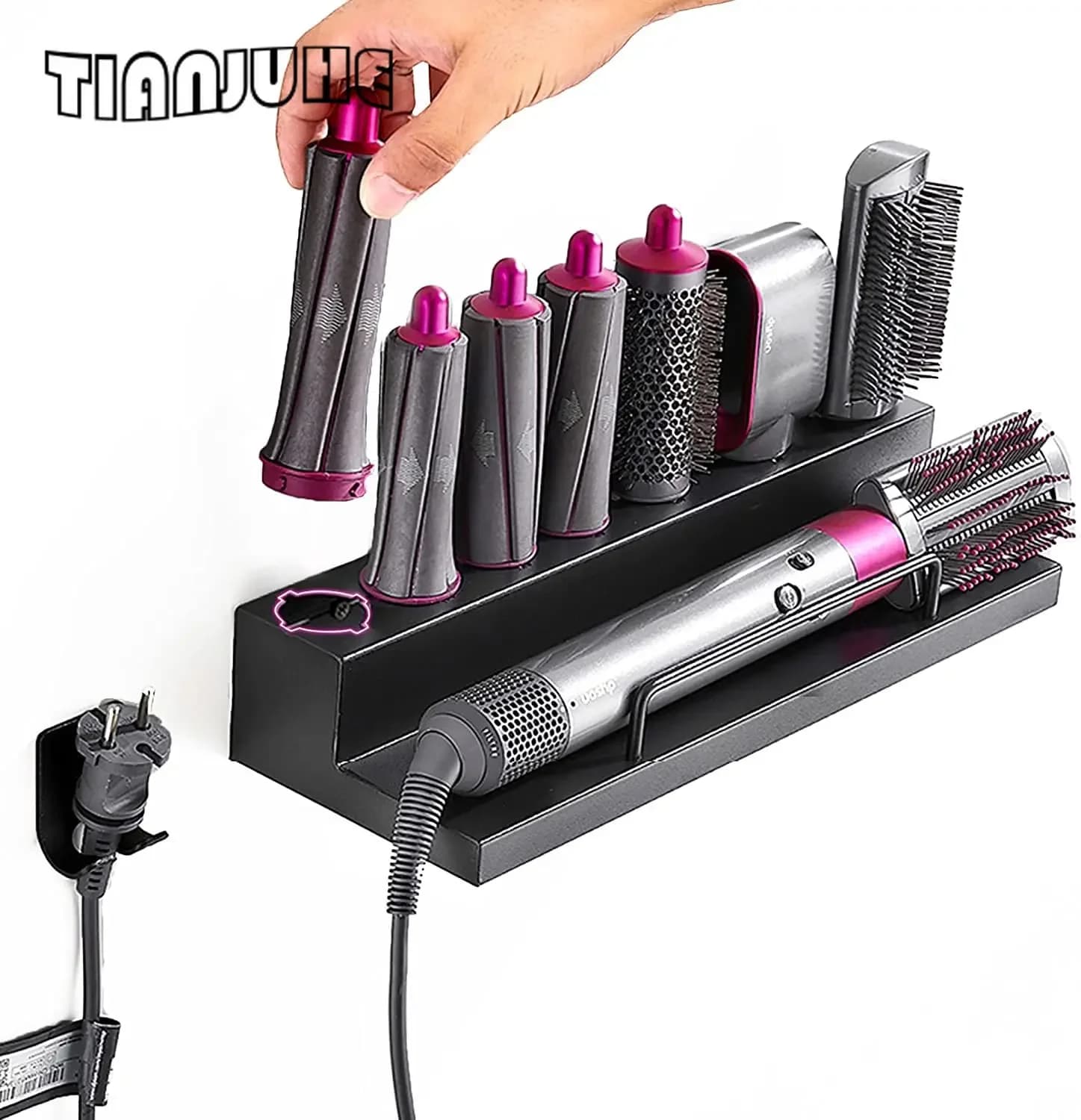 Support for Iron Dyson Airwrap Hair Dryer, with Slot and Protection Bar, Suitable for Bathroom, Bedroom, Beauty Salon