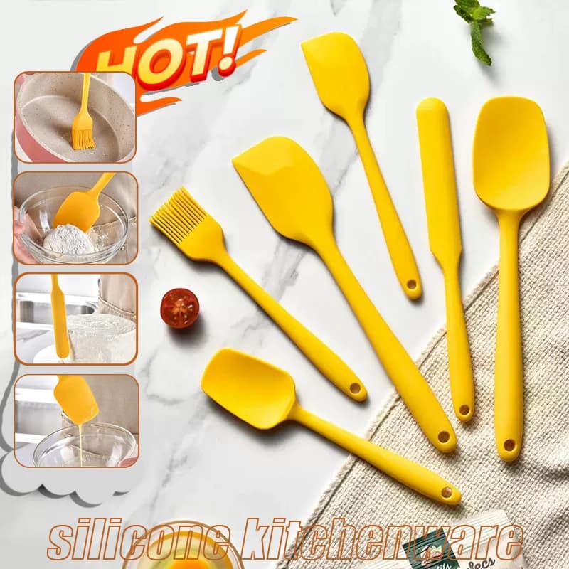 6 Pieces Silicone Spatula Set for Food Use Anti-Factor Spatula Heat Resistant Turner for Cooking Mixing Cooking Tools