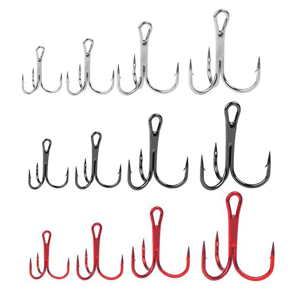 Fishing hooks 20 pieces Nickel metal triple fishing hooks 2 # 4 # 6 # 8 # Spindle hooks for strong and sharp equipment with box for sharp fishing gear