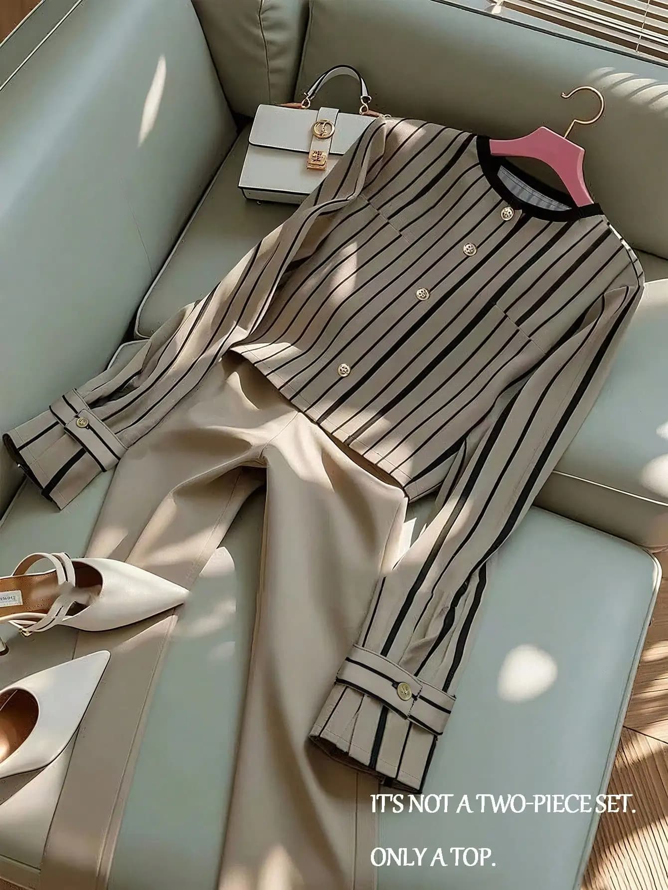Camicia a maniche lunghe a righe da donna GlowEve, casual, da pendolare, per l'autunno