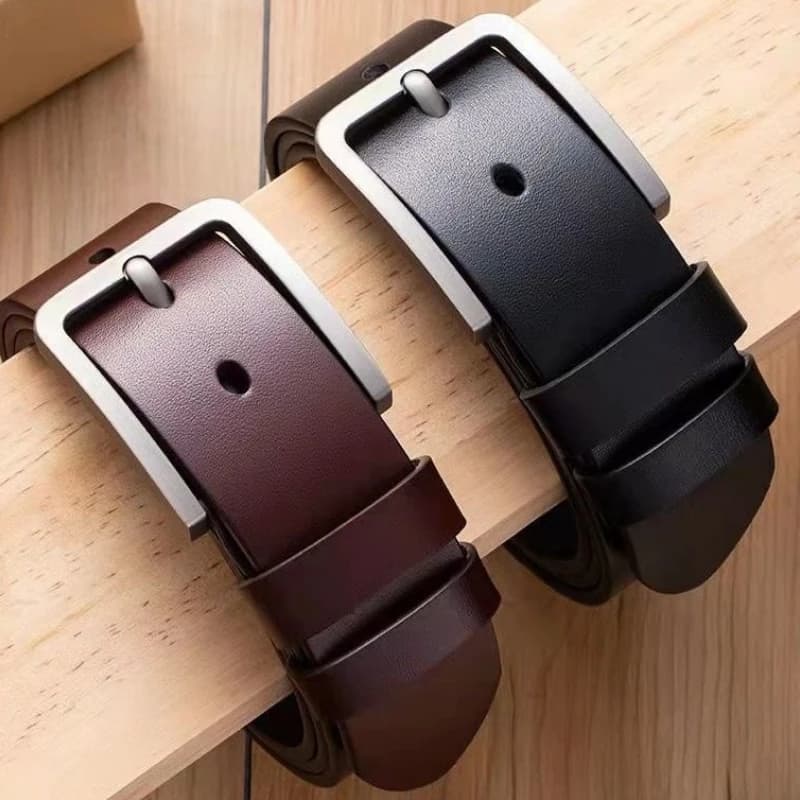 Men's Vintage Casual Black Pin Buckle Student Versatile Leather Wide Belt Daily Leisure Jeans Waist Strap Fashion Waistband