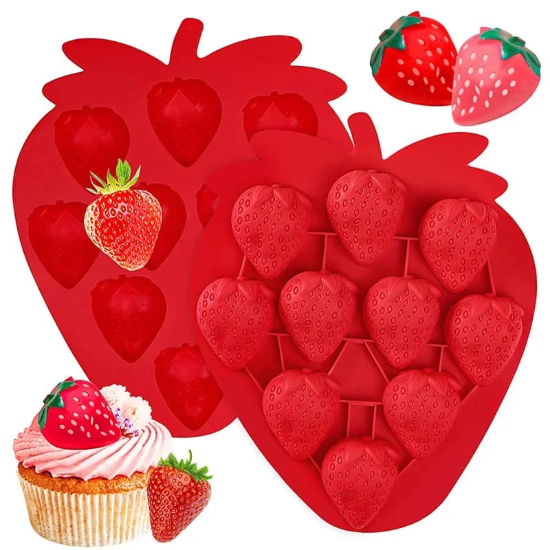Stampo in silicone a forma di fragola per gelatine, cioccolatini e caramelle, vassoio per ghiaccio a forma di fragola, stampo per fonduta a forma di pastello, prodotti per la cottura.
