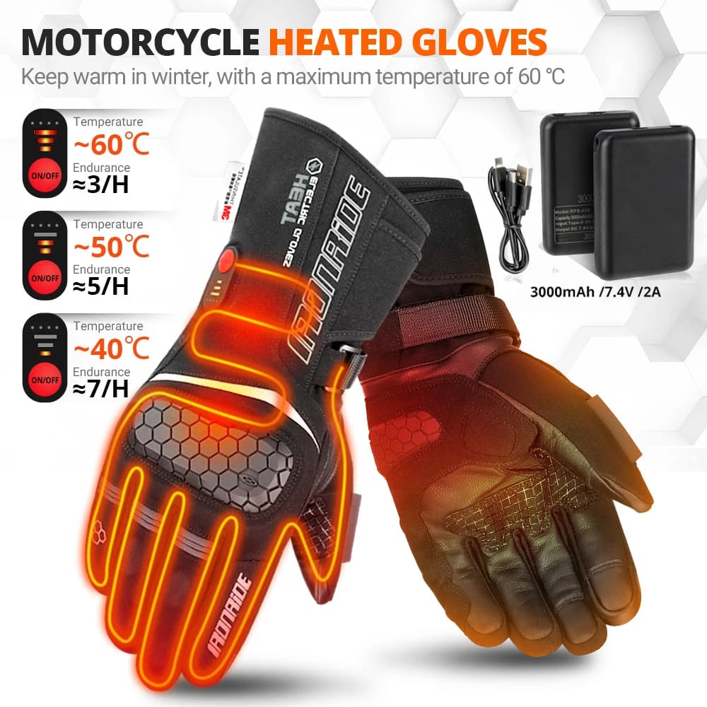 Motorcycle Gloves Electric Heated Gloves USB Motocross Heated Gloves For Hunting Ski Bike
