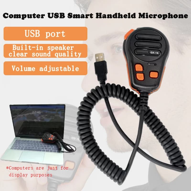 Handheld Speaker Mic for Euro Truck Simulator 2 with Speaker PTT, Support USB Connector, Keyboard Customization with Mic Holder