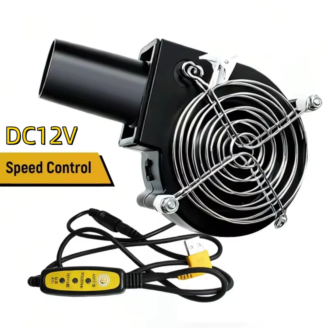 Ventilatore Compatto DC 12V Alimentato USB a Velocità Variabile per BBQ, Griglia Elettrica, Soffiatore d'Aria per Barbecue