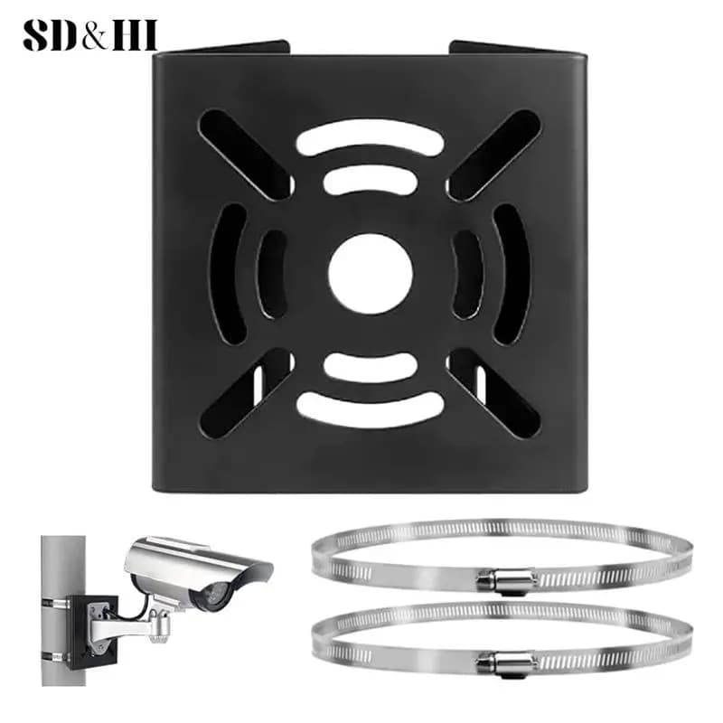 Street Light Pole Mount Holder Small Universal Joint Pole Column Holding Monitoring Bracket Camcorder Back Stand Iron Hoop Plate