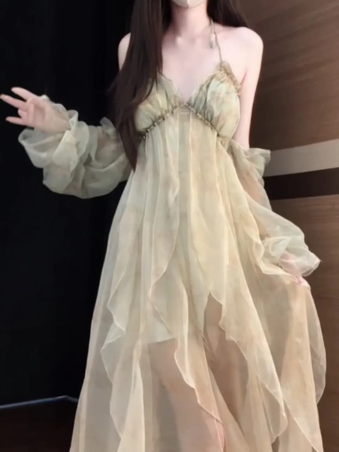 Abito Midi Bohemien da Spiaggia con Spalle Scoperte, Casual e Comodo, Stile Gilet Estivo alla Moda, in Fibra di Poliestere, Abbigliamento da Spiaggia
