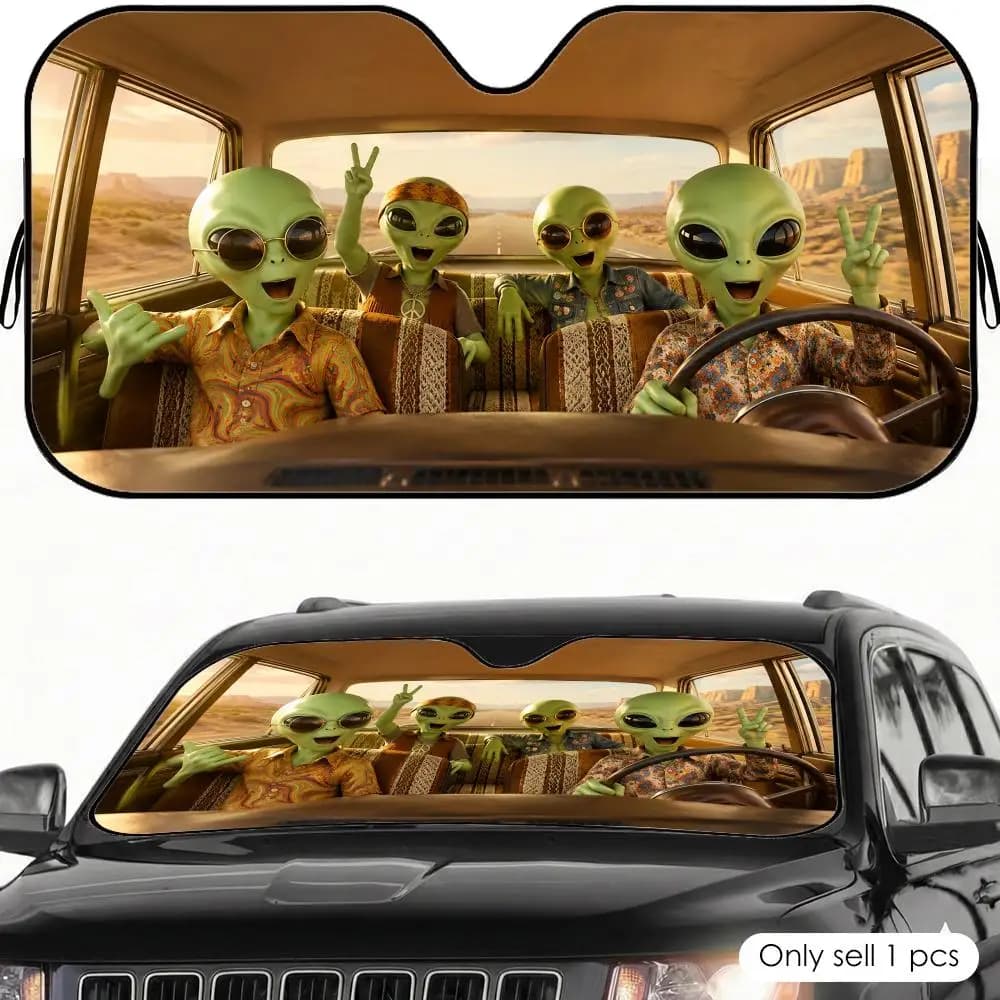 Alien Earth Journey Sun Visor Car Sun Shade Front Windshield Coverings Blocker Auto Protector Window Visor Screen Cover