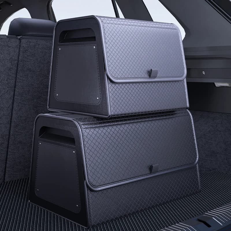 Car trunk organizer with 4 points magnetic closure – PU leather, reinforced ABS frame, suitable for SUVs, sedan and domestic use