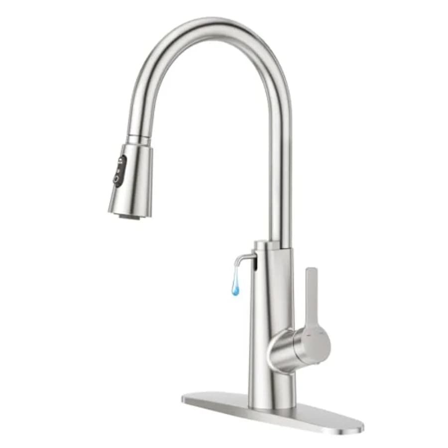 Rubinetto da cucina 2 in 1 con dispenser sapone integrato e doccetta estraibile, miscelatore monocomando per lavello a 1 foro, per lavanderia