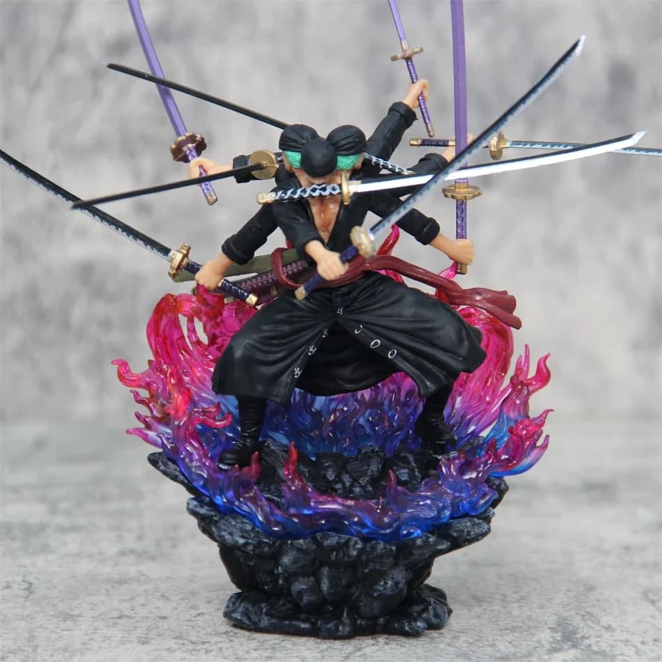 Hot One Piece 24cm Anime Figure Asura Roronoa Zoro Statue Action Figure Collection Model Kid Toy