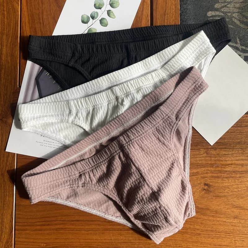 2PCS/3PCS briefs cotton breathable skin-friendly youth pure color simple sexy men's underwear