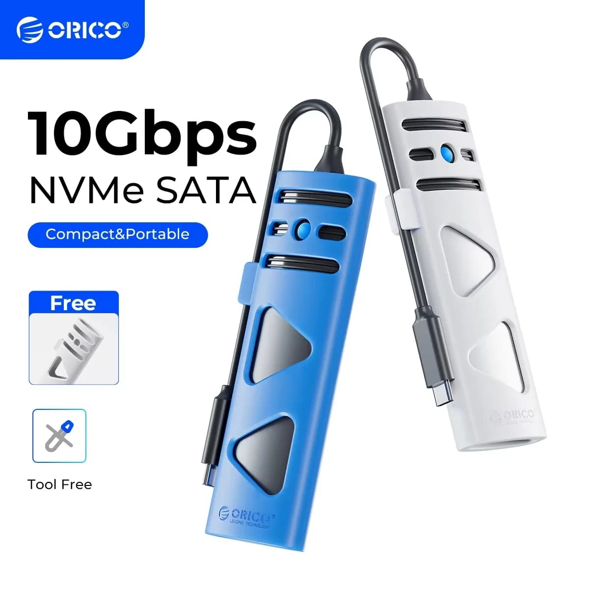 ORICO Custodia SSD portatile M2 NVME SATA Strumento doppio protocollo Custodia SSD M.2 gratuita esterna per scatola disco SSD NVME PCIE NGFF SATA