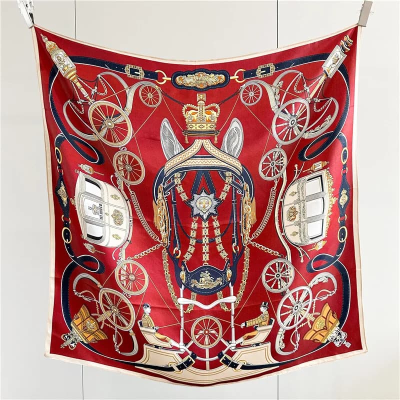 12MM Soft Silk Scarf Women 90CM Bandanas Shawls Bag Belt Decoration Head Hair Accessories Valentine's Day Gift Horse