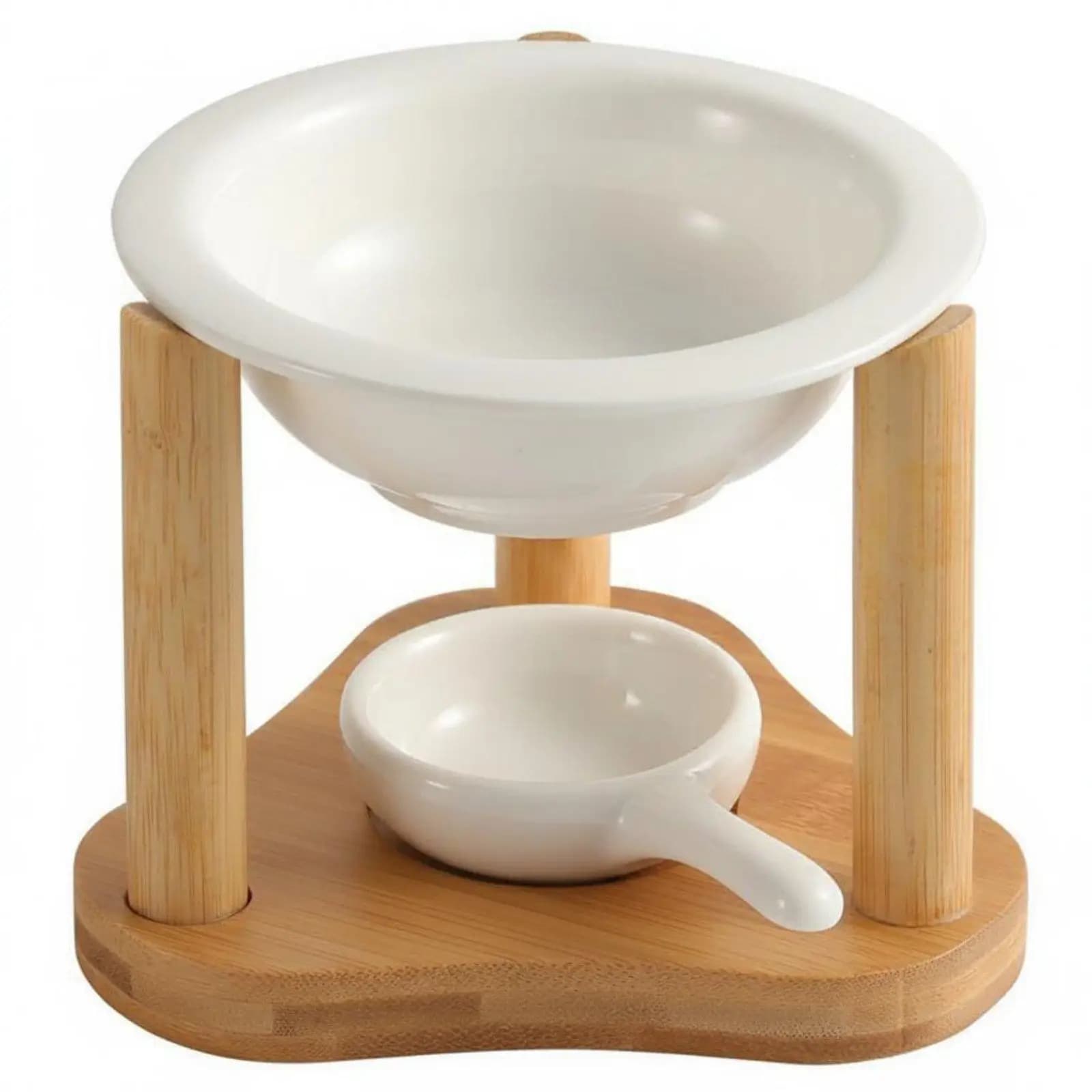 Scented Candle Ceramic Aroma Lamp Wood Frame Fragrance Diffuser Oil Warmer for Calming Bedroom Living Room Meditation