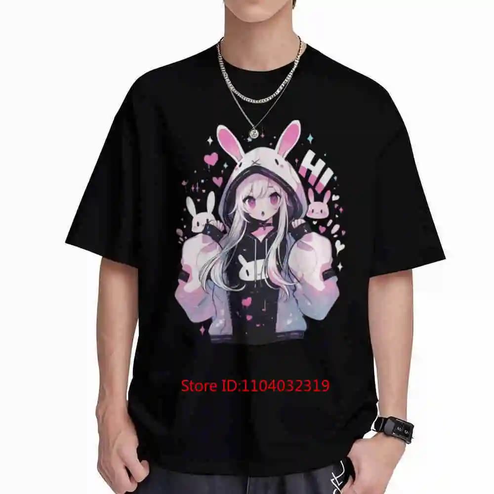Pastel Goth Bunny Anime Harajuku Streetwear Japanese Streetwear Grunge Aesthetic Super Cute Anime Girl Short Sleeve Tee 100% Cot
