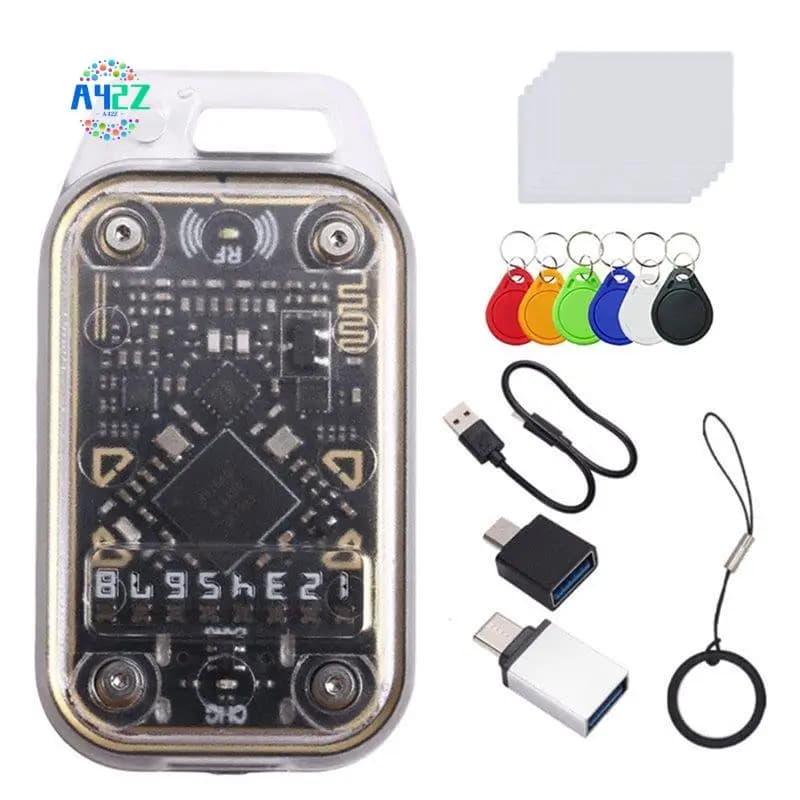 Emulatore lettore di chip intelligente RFID A42Z-Chameleon V2.0 125K 13,56M Decodifica scheda Duplicatore NFC + Portachiavi 6XUID/Scheda CUID