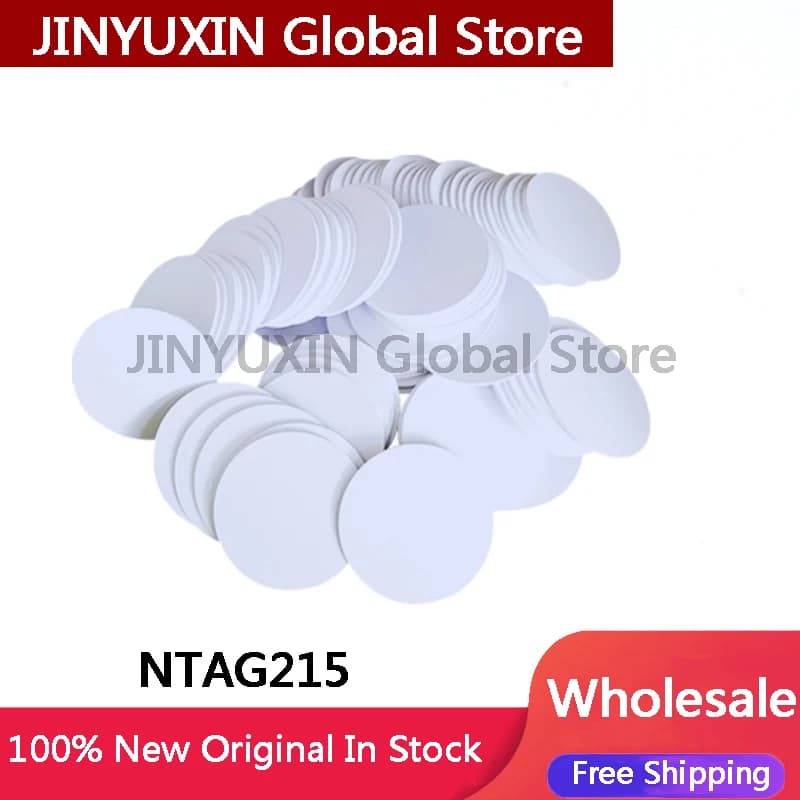 10-100 Pz NTAG215 NFC Ntag215 13.56 MHz NFC Moneta Incollaggio Carta Badge ISO EC14443A 25mm PVC Impermeabile 215 Tag Elettronici