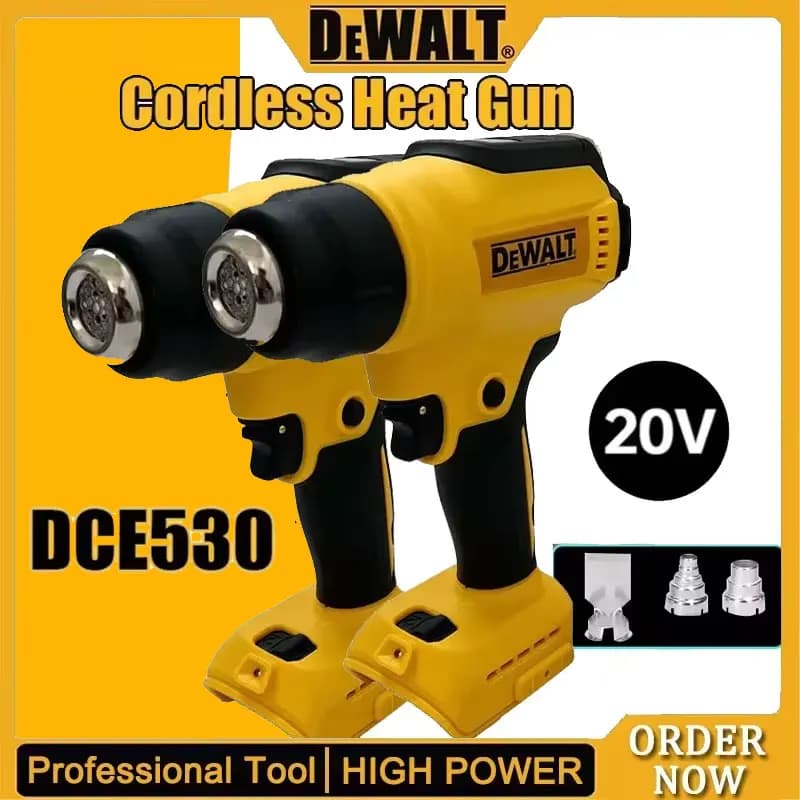Pistola Termica Senza Fili Dewalt DCE530 300W, Batteria 20V, Soffiatore Termico ad Alta Potenza per Saldatura e Termoretrazione, 18V-20V