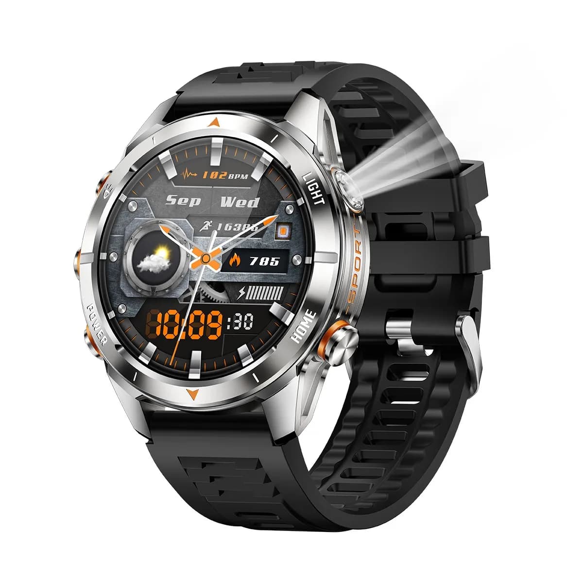 KT80 3ATM Impermeabile Astuto Della Vigilanza Degli Uomini All'aperto SmartWatch GPS Bussola Frequenza Cardiaca Torcia A LED Chiamata Bluetooth Sport Smartwatch