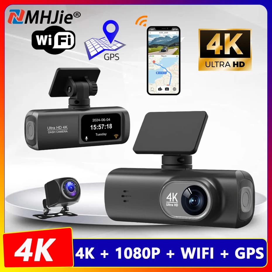 4K 3840*2160P Dash Cam Mini WIFI GPS Car DVR Camera Dual Len videoregistratore Dashcam Registrar Black Box monitoraggio 24 ore