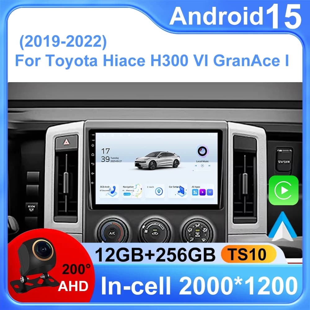 2K Incell Schermo Android 15 Multimediale Per Toyota Hiace H300 VI GranAce I 2019 - 2022 Lettore Per Auto GPS Stereo Radio di Navigazione