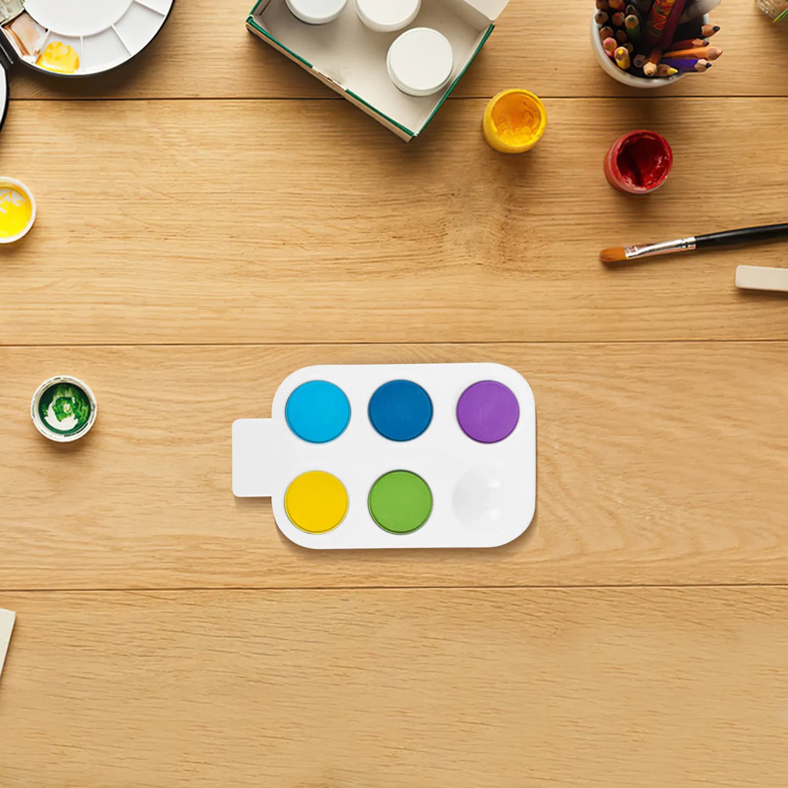 15Pcs White Rectangular Paint Palettes Plastic Artist Tray 6 Well Paint Mixing Palette for Oil Acrylic Watercolor Art Classroom