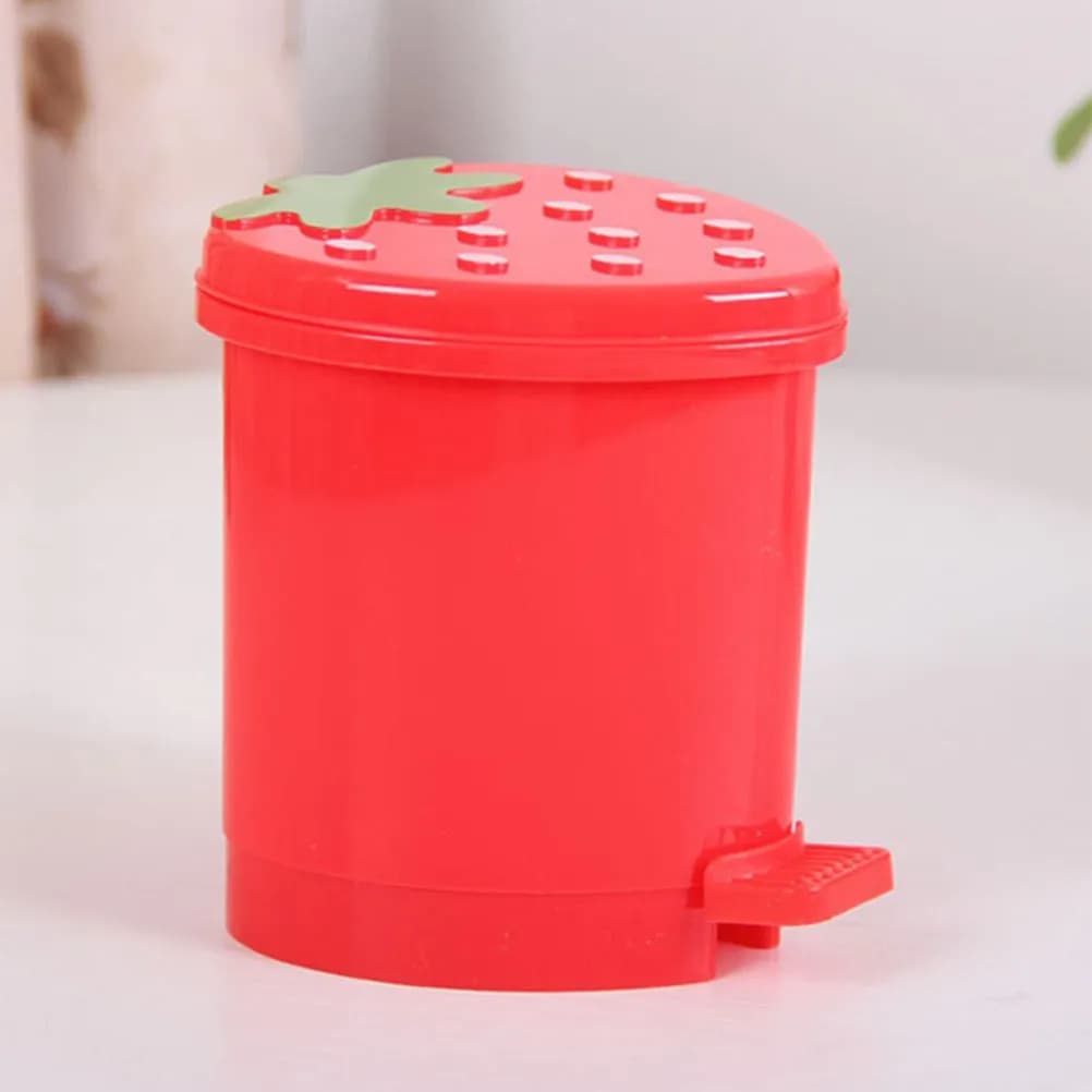 Mini Cestino da Scrivania a Forma di Fragola, in Plastica, Carino e Salvaspazio, per Bagno, Cucina, Camera da Letto, Ufficio, Decorativo