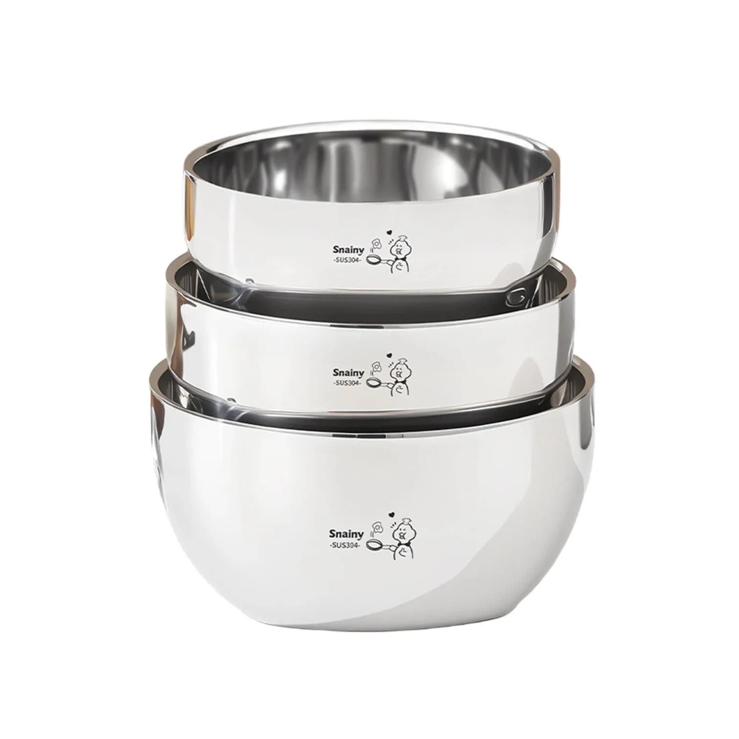 330ml/400ml/530ml Capacity 304 Stainless Steel Bowl Fall Resistant and Heat Insulation Baby Food Container Reflective Tableware
